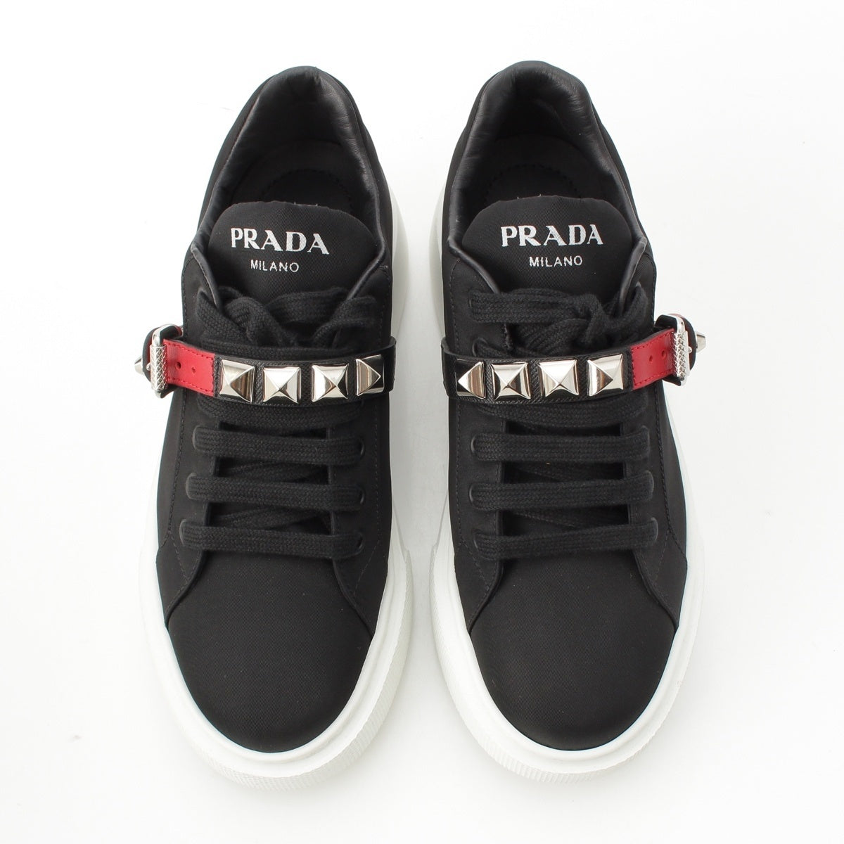 PRADA Nylon Studded belt fabric sneakers shoes 1E813L black 37