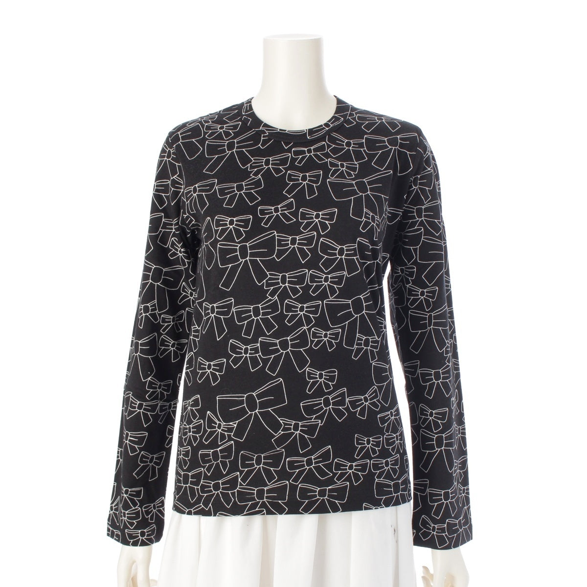 COMME des GARCONS cotton Comme Comme Ribbon Print Long-sleeved T-shirt tops W8T013 black S