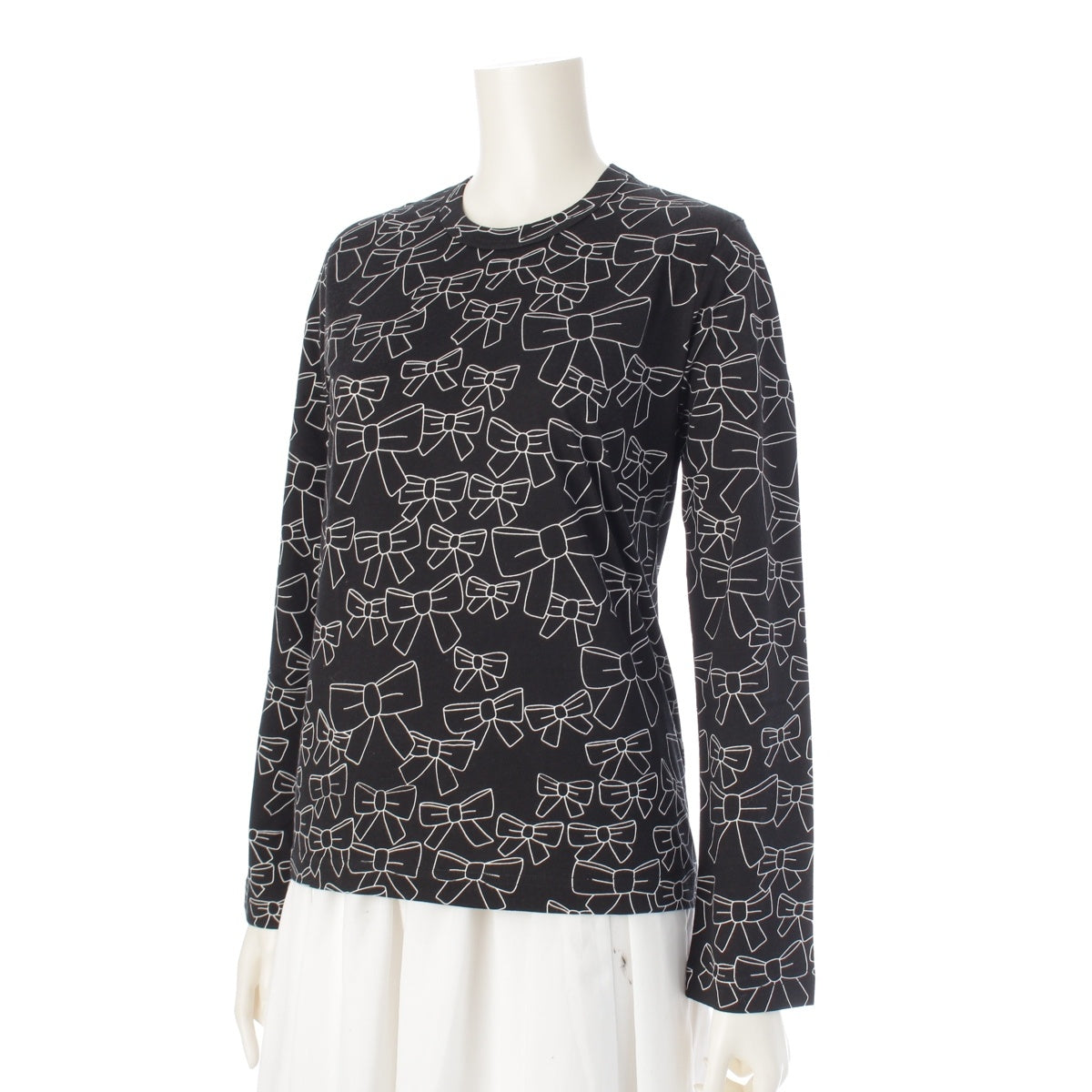 COMME des GARCONS cotton Comme Comme Ribbon Print Long-sleeved T-shirt tops W8T013 black S