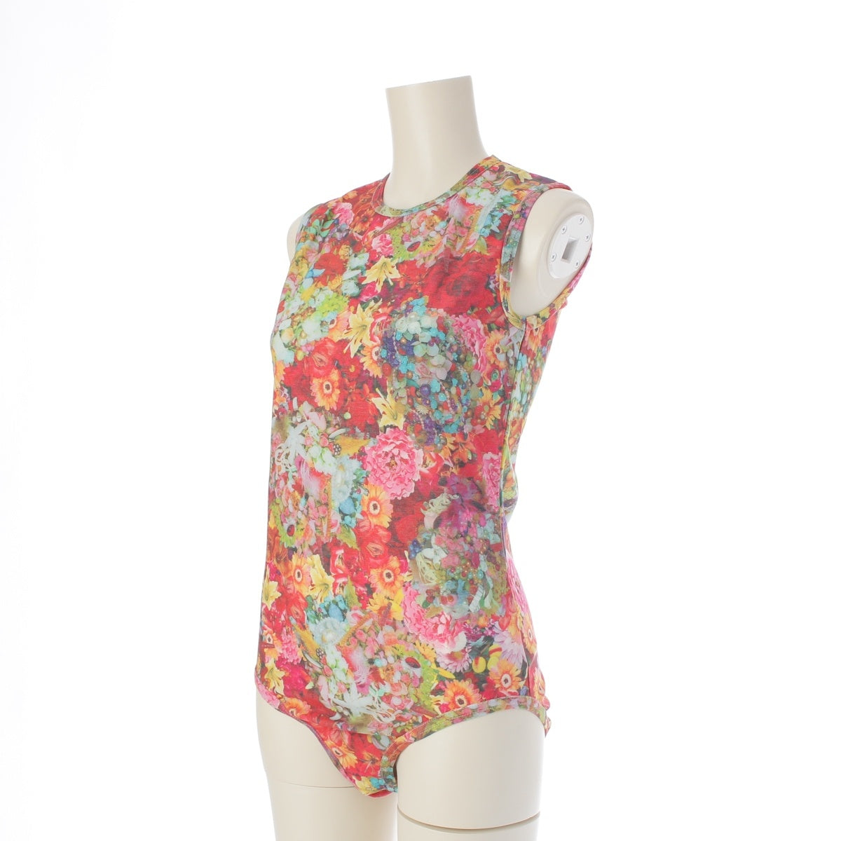 COMME des GARCONS Cotton polyester floral print bodysuit tops No sleeve GM-T032 multicolor