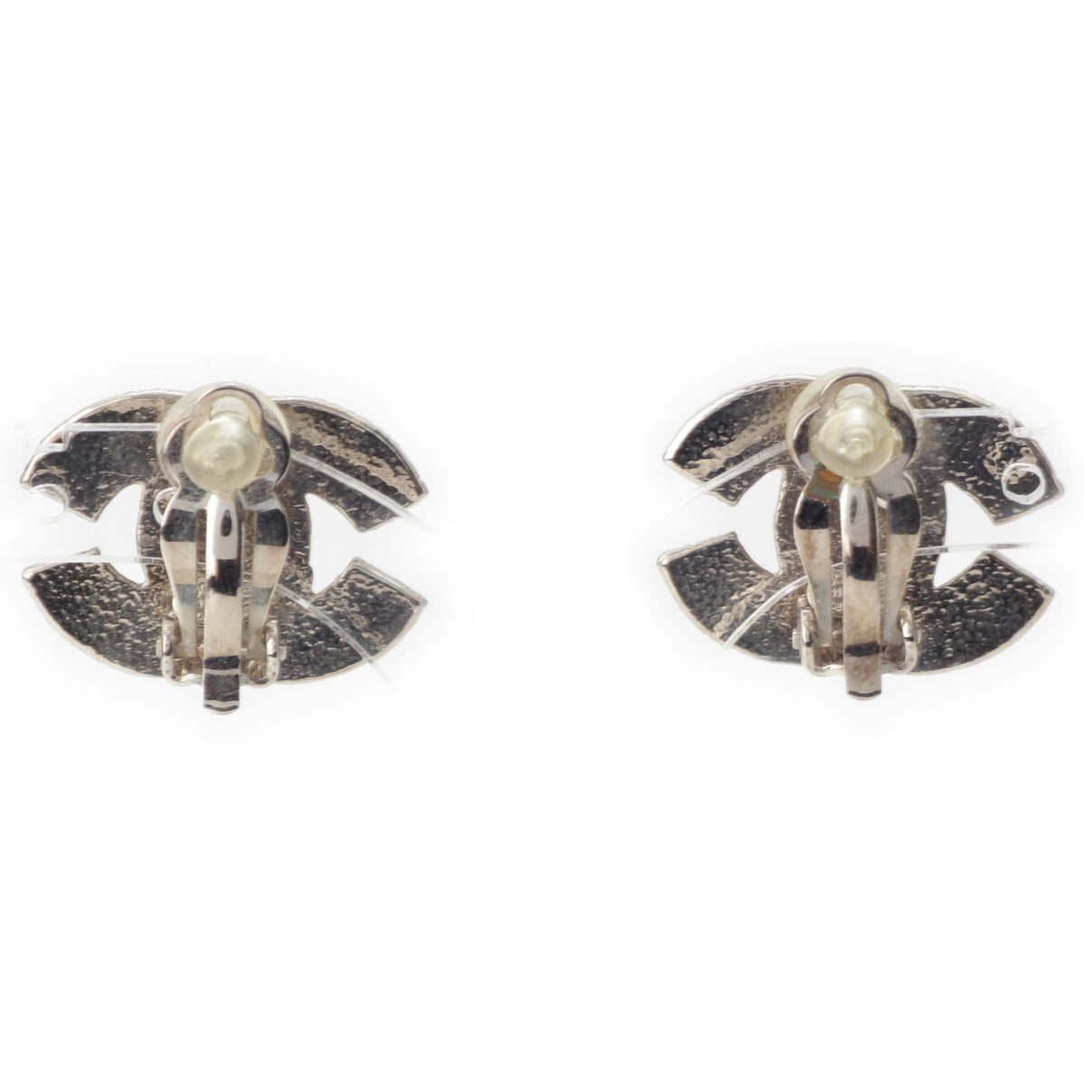 CHANEL COCO Mark rhinestone Earring Binaural Accessories A11V Silver