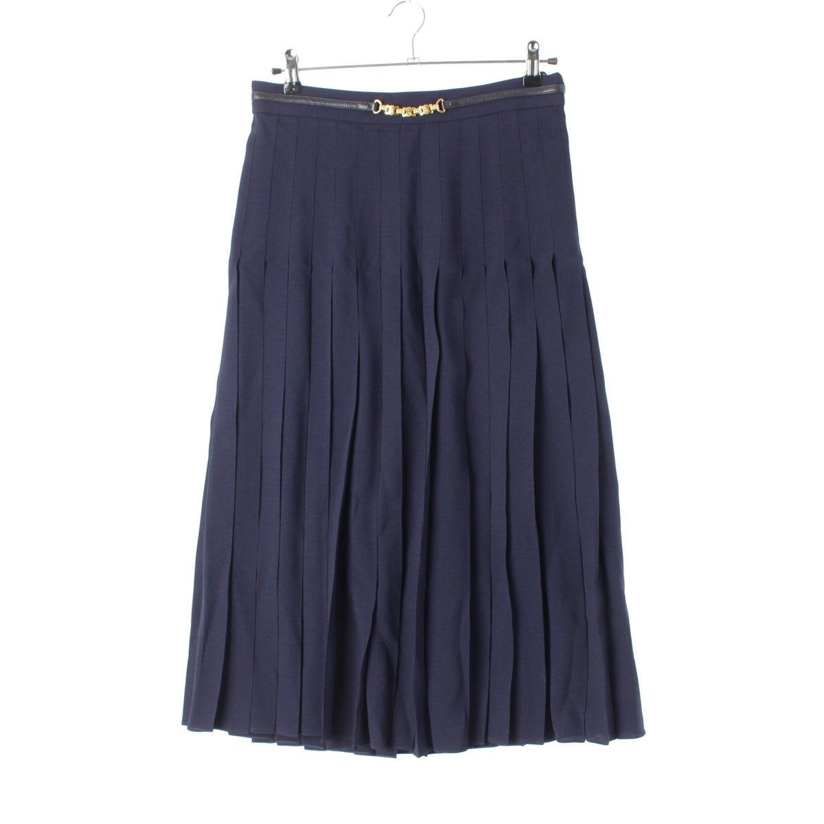 CELINE Triomphe Metal Pleated skirt Bottoms 2J335865C Navy gold 42