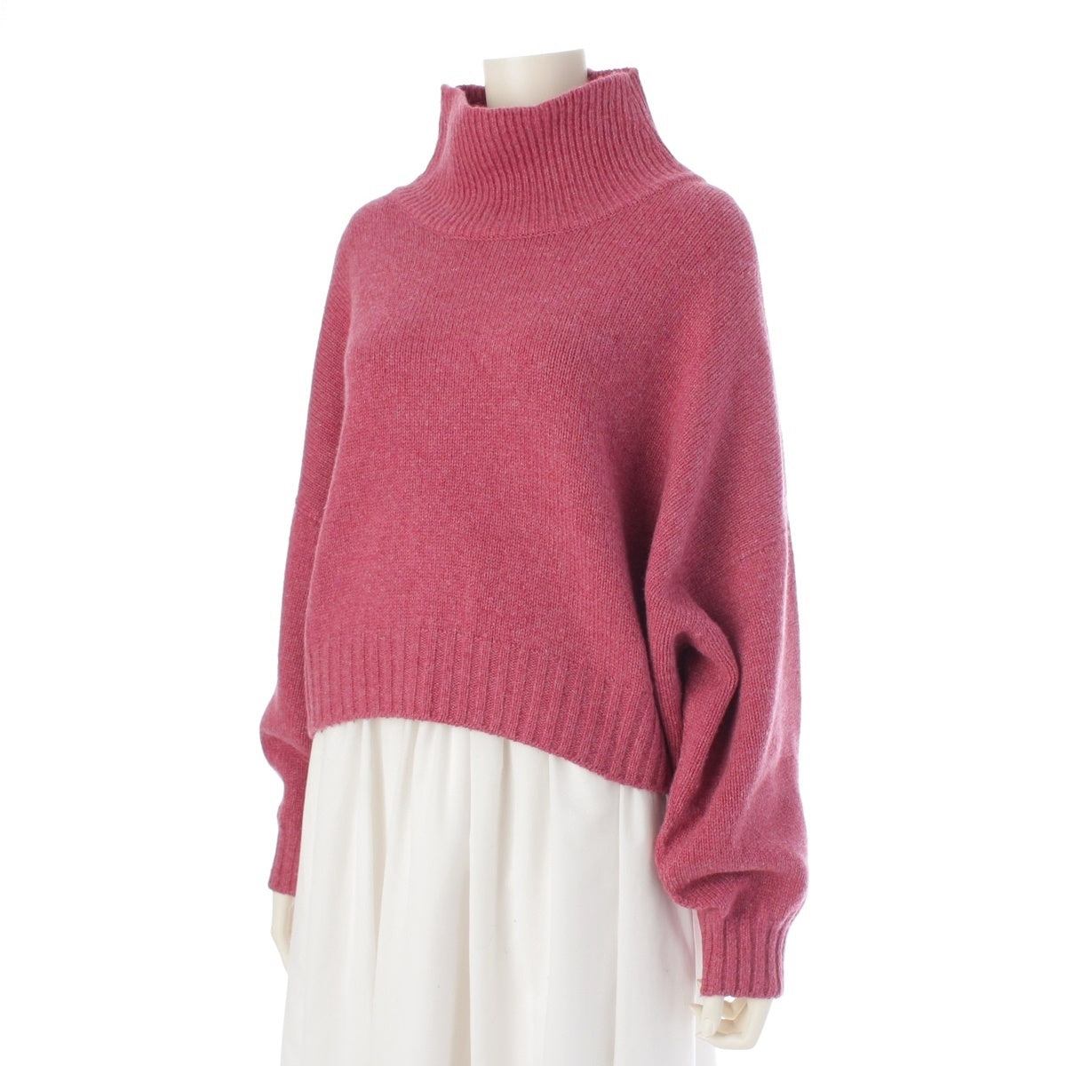 CELINE Triomphe cashmere High Neck Cropped sweater Knit top, long sleeves 2A11Z384D pink M
