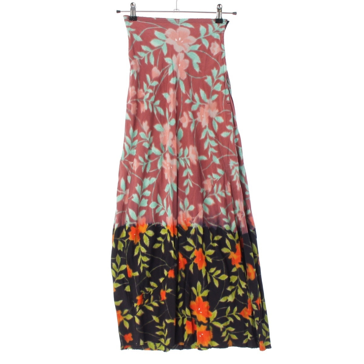 COMME des GARCONS Rayon Bleaching period Long All-over floral pattern skirt Pink x Black S