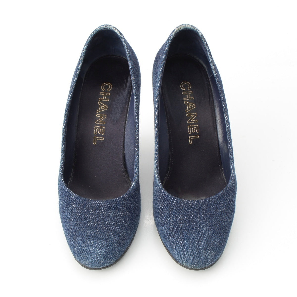 CHANEL denim Heel pumps shoes G32809 blue 37 1/2