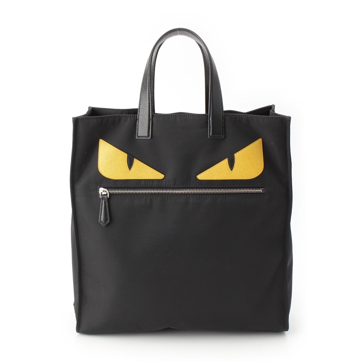 FENDI Bugs Nylon x leather monster Tote Bag black