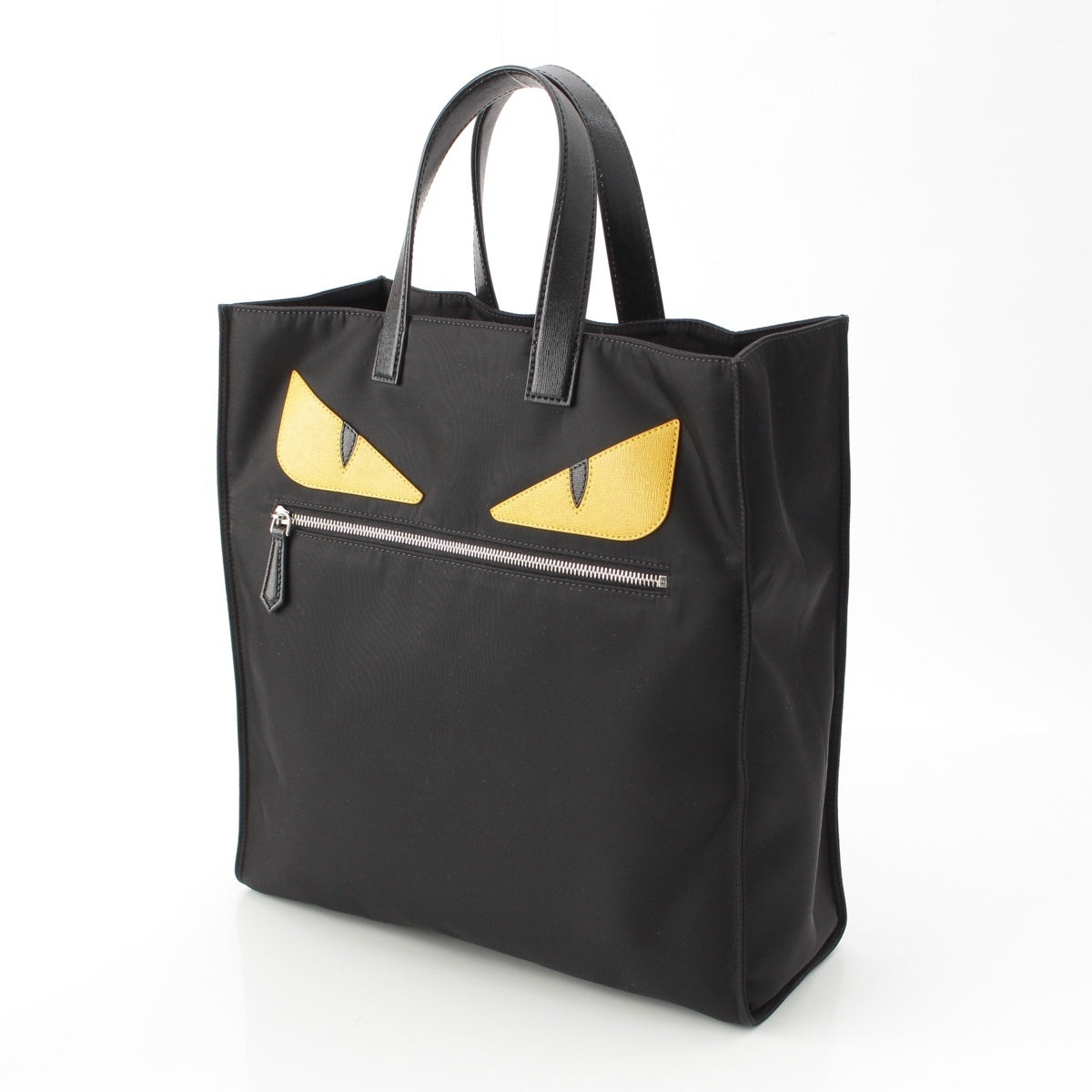 FENDI Bugs Nylon x leather monster Tote Bag black