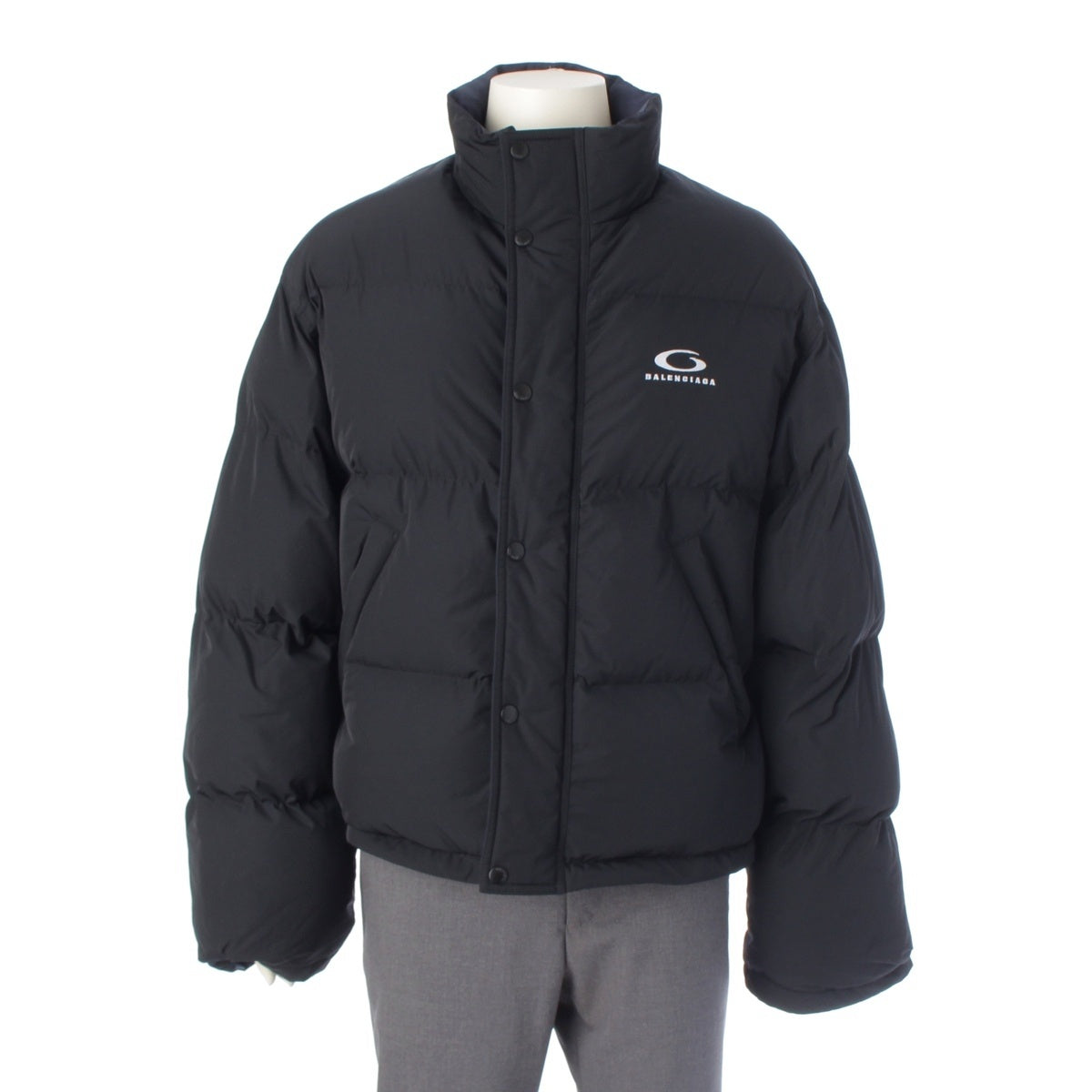 BALENCIAGA nylon silk reversible Down jacket outer 808793 Black navy 1