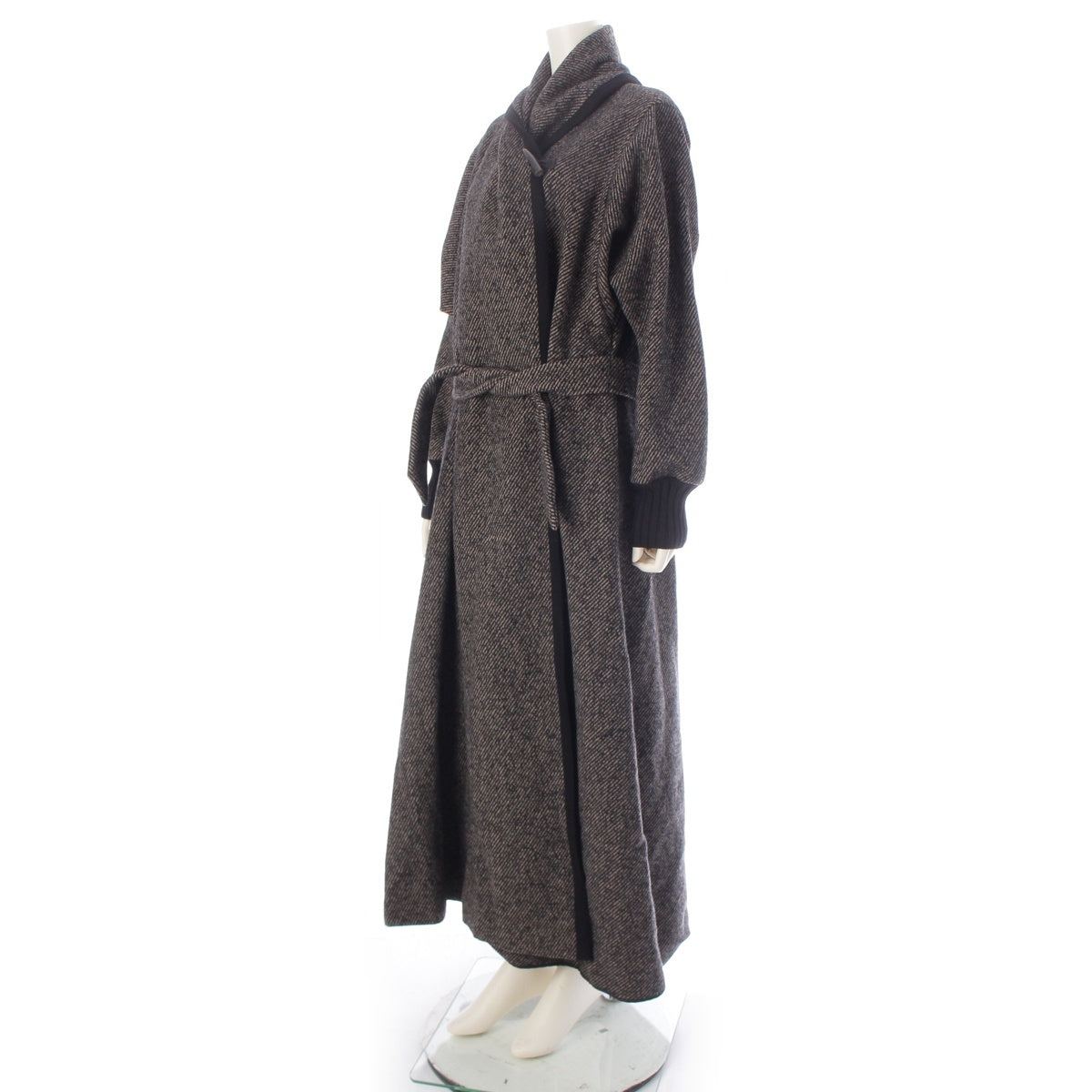 MAX MARA cashmere blend Belted design long coat outer Black Grey 42