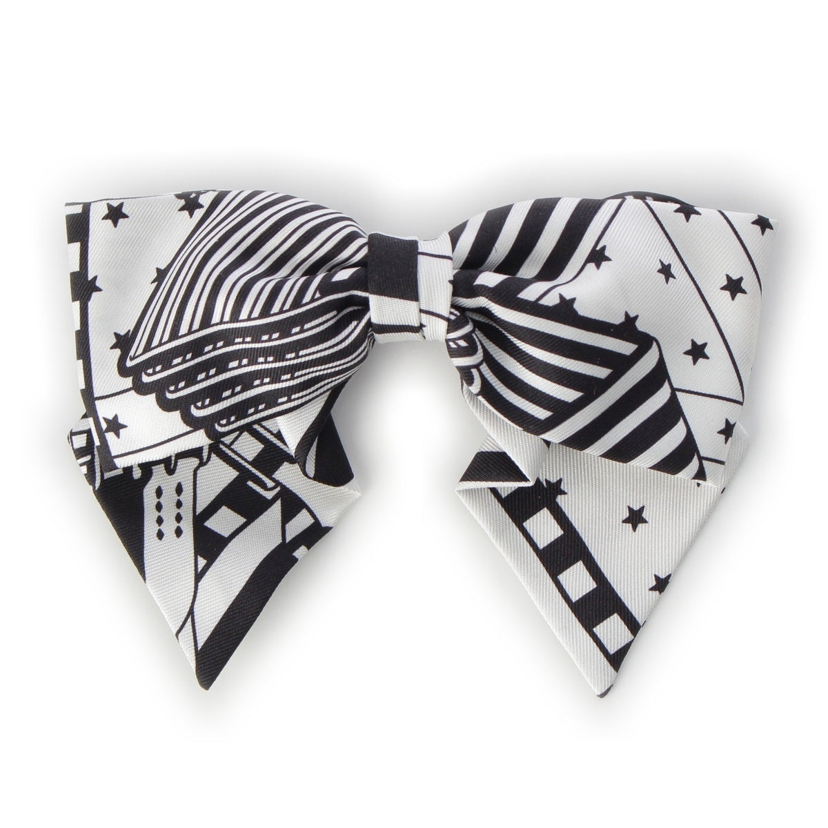 HERMES Grenelle PM Zigzag Monochrome Barrette hair accessory Black White