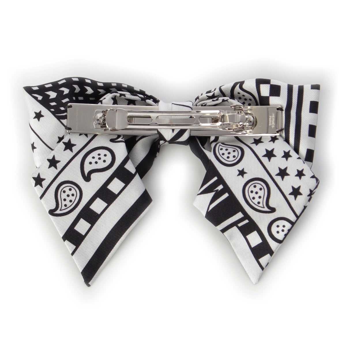 HERMES Grenelle PM Zigzag Monochrome Barrette hair accessory Black White