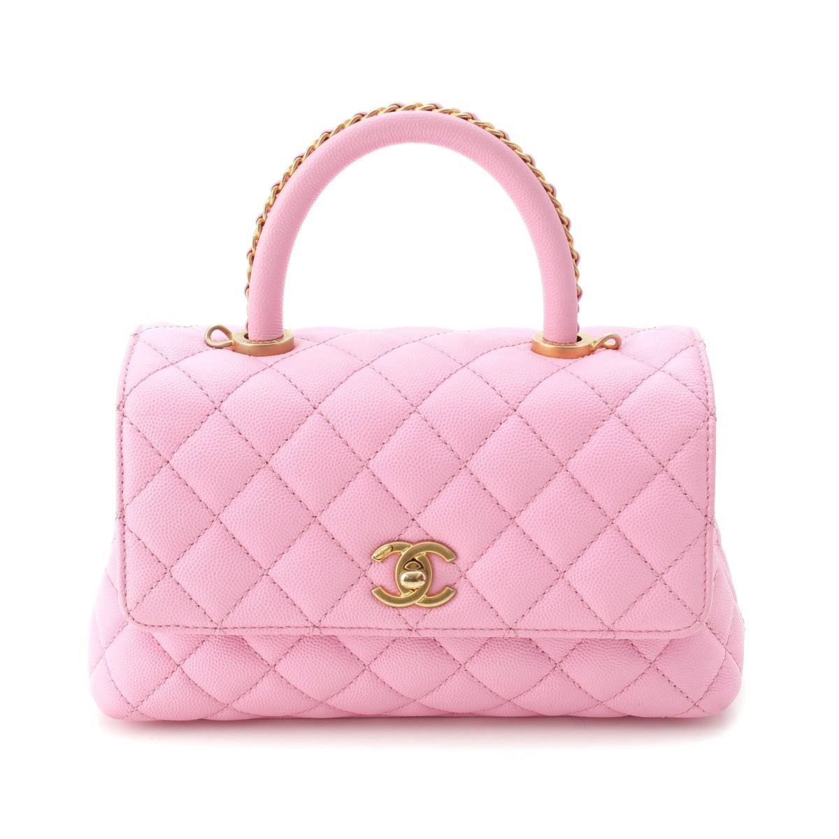 CHANEL Coco Handle 24 Caviar skin COCO Mark 2way Chain Shoulder Handbag A92990 pink