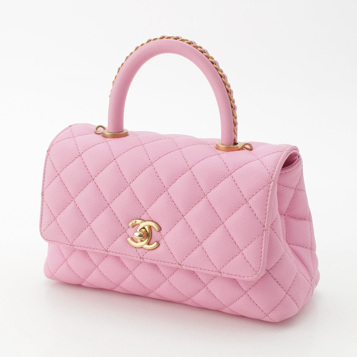 CHANEL Coco Handle 24 Caviar skin COCO Mark 2way Chain Shoulder Handbag A92990 pink