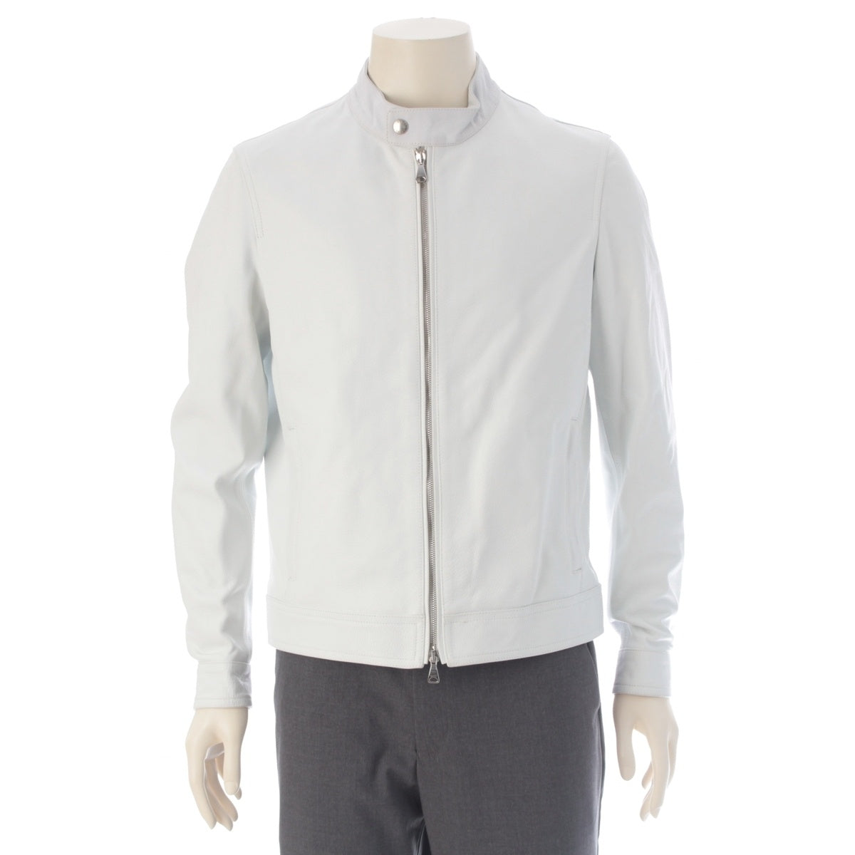 EMMETI Lamb leather JURI 0" thick Special Silver Zip Single Riders jacket white 48