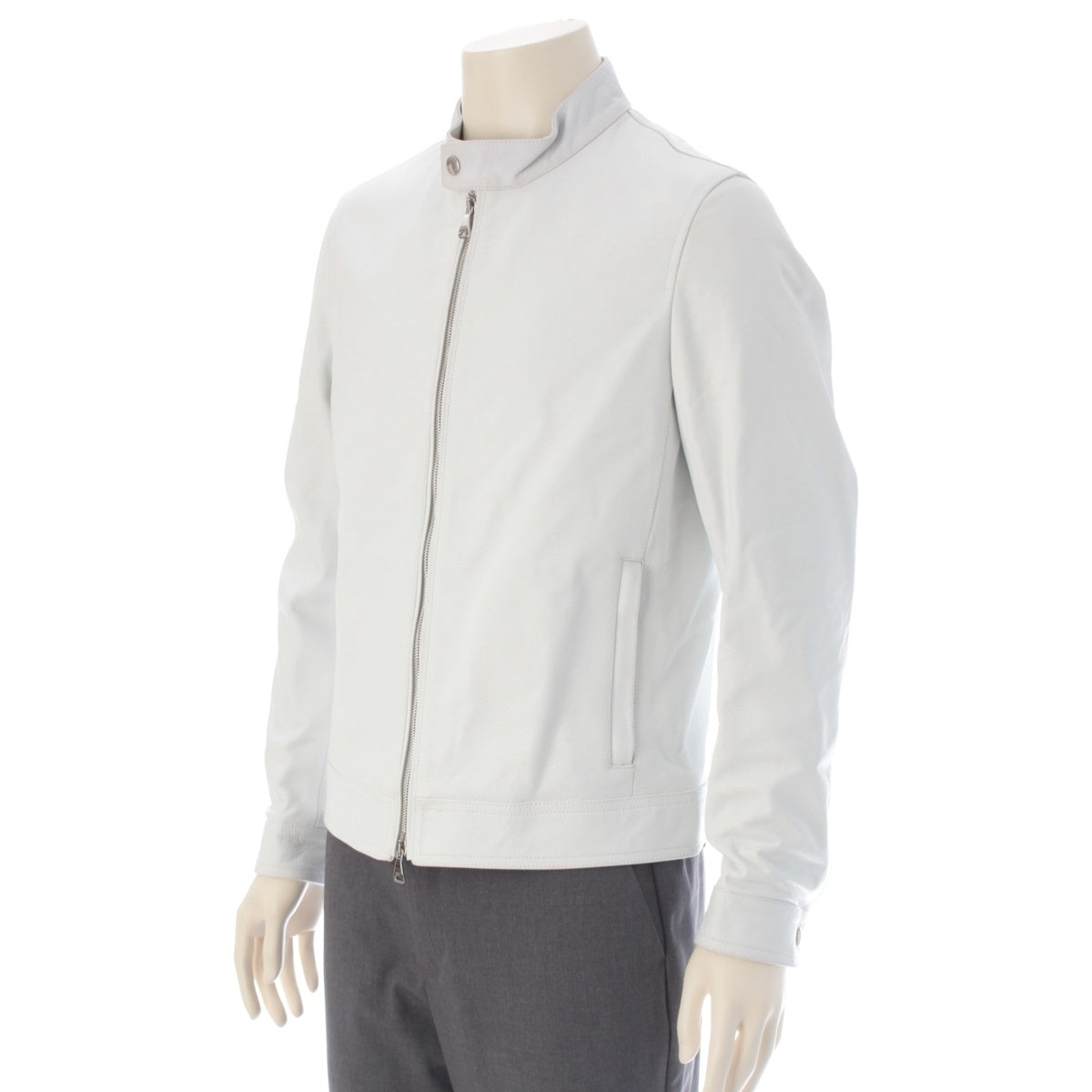 EMMETI Lamb leather JURI 0" thick Special Silver Zip Single Riders jacket white 48