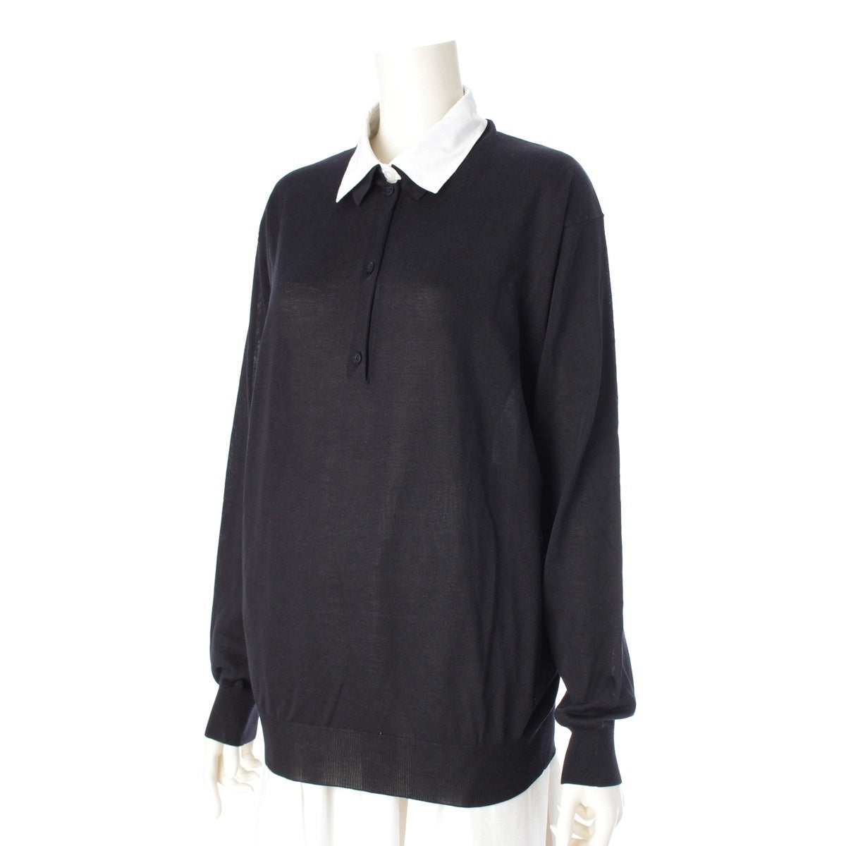 PRADA silk Knitted collar detachable tops Long sleeve DNA02S black 44