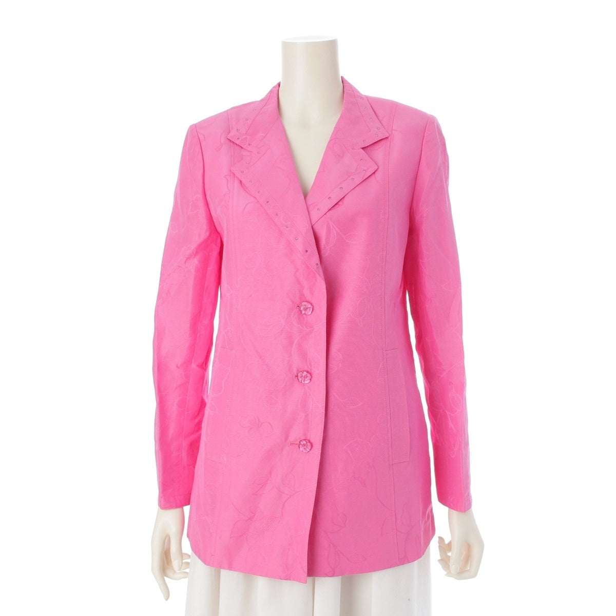 LEONARD fashion silk cotton Floral embroidered rhinestone shoulder pads tailored jacket tops 0391495 pink 9R