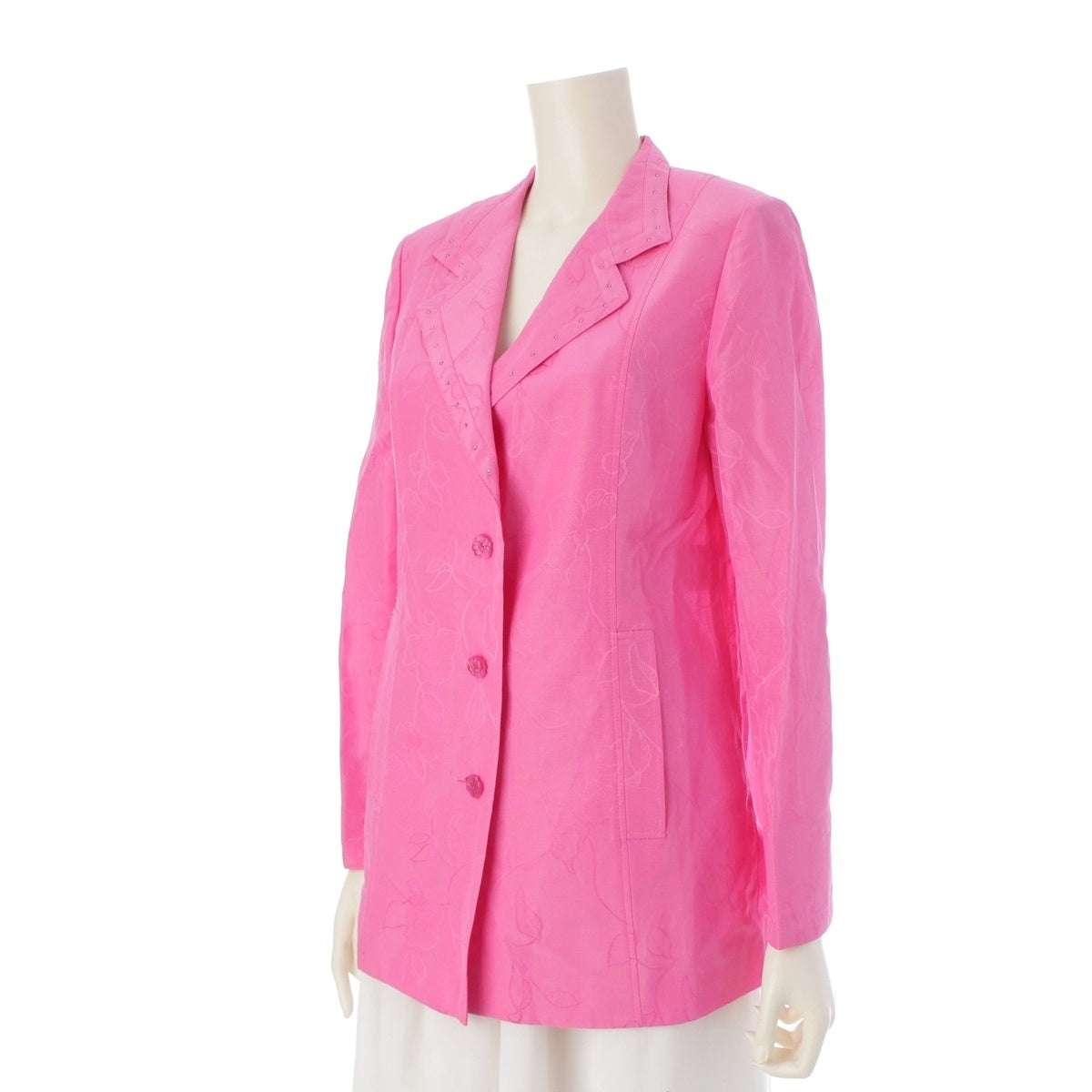 LEONARD fashion silk cotton Floral embroidered rhinestone shoulder pads tailored jacket tops 0391495 pink 9R