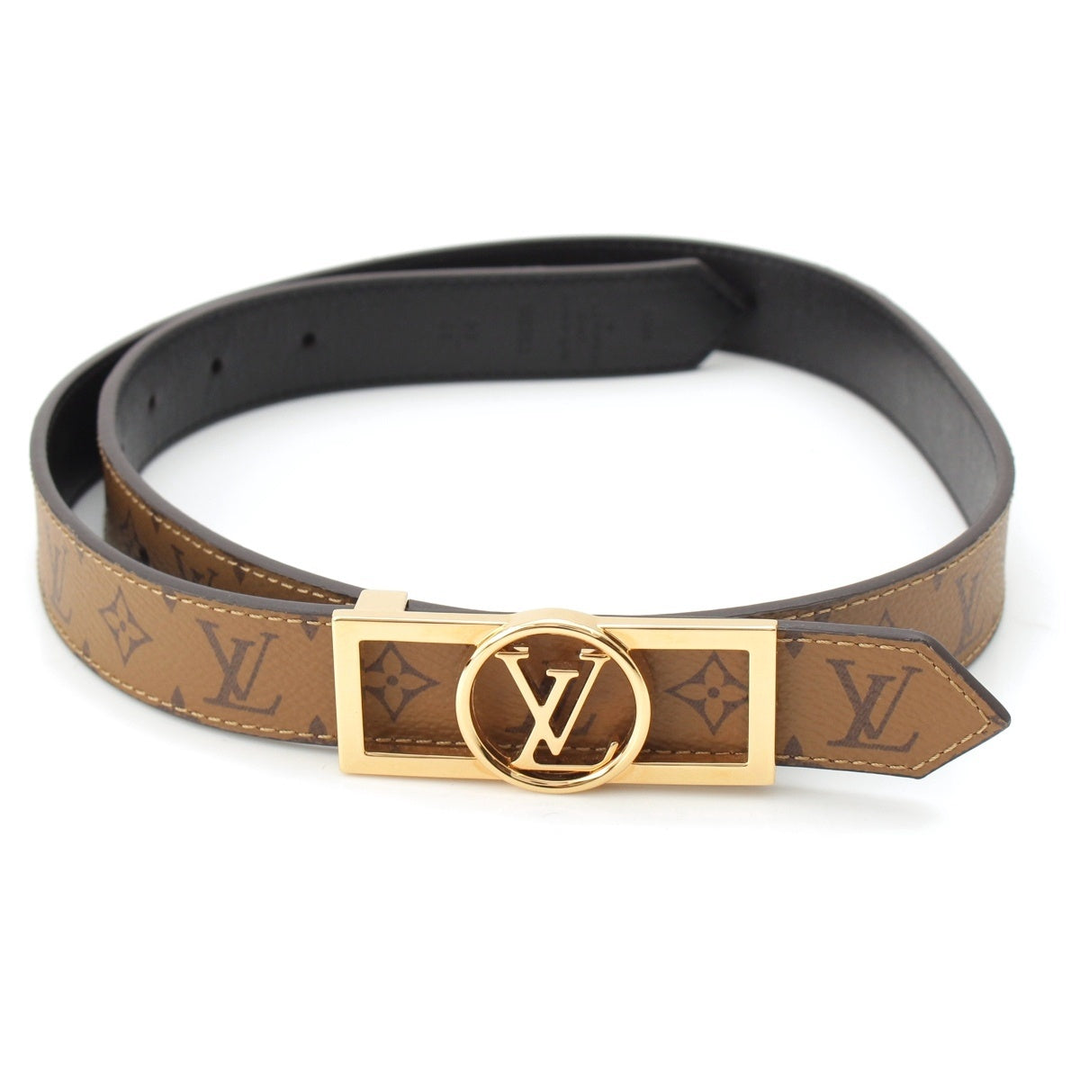 LOUIS VUITTON Santur Dauphine 25MM Monogram LV logo reversible belt M0203 Brown 80/32
