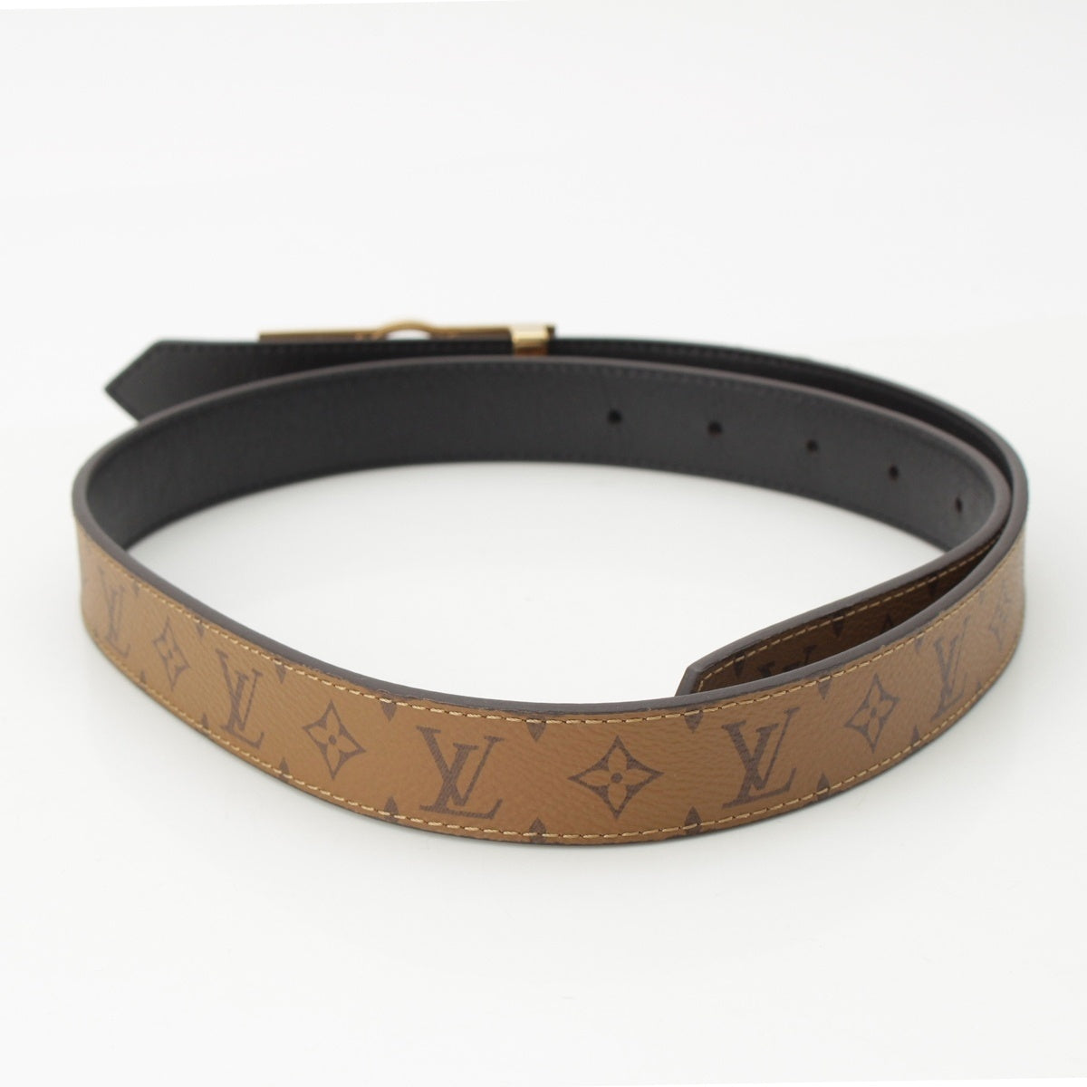 LOUIS VUITTON Santur Dauphine 25MM Monogram LV logo reversible belt M0203 Brown 80/32
