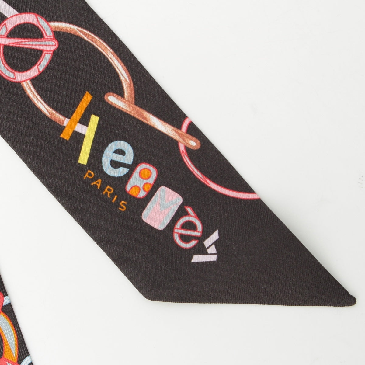 HERMES silk Twilly Do Re Boucles scarf black
