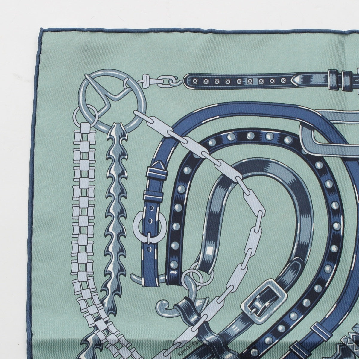 HERMES silk Brides et Chaines scarf mint