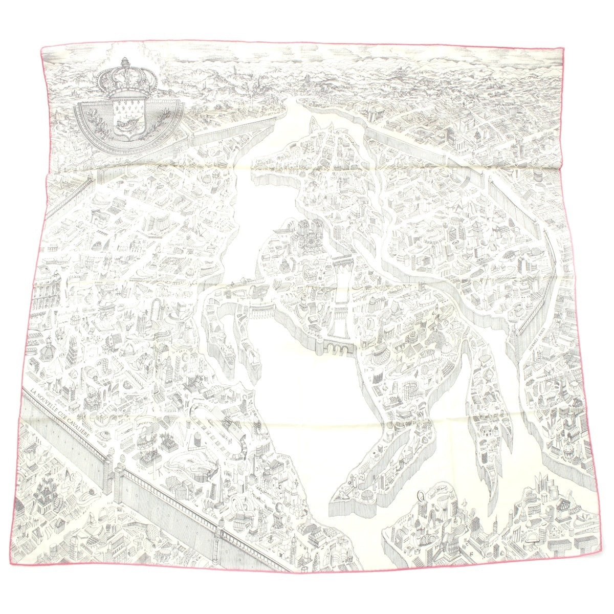 HERMES Carregeant 140 Nouvelle Cité Cavaliere cashmere silk Stall pink beige