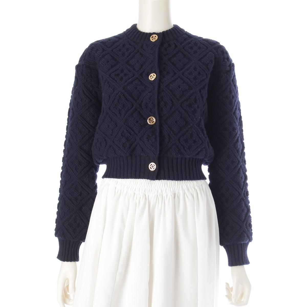 LOUIS VUITTON Monogram Tauring knit cardigan 1AJSEB Navy S