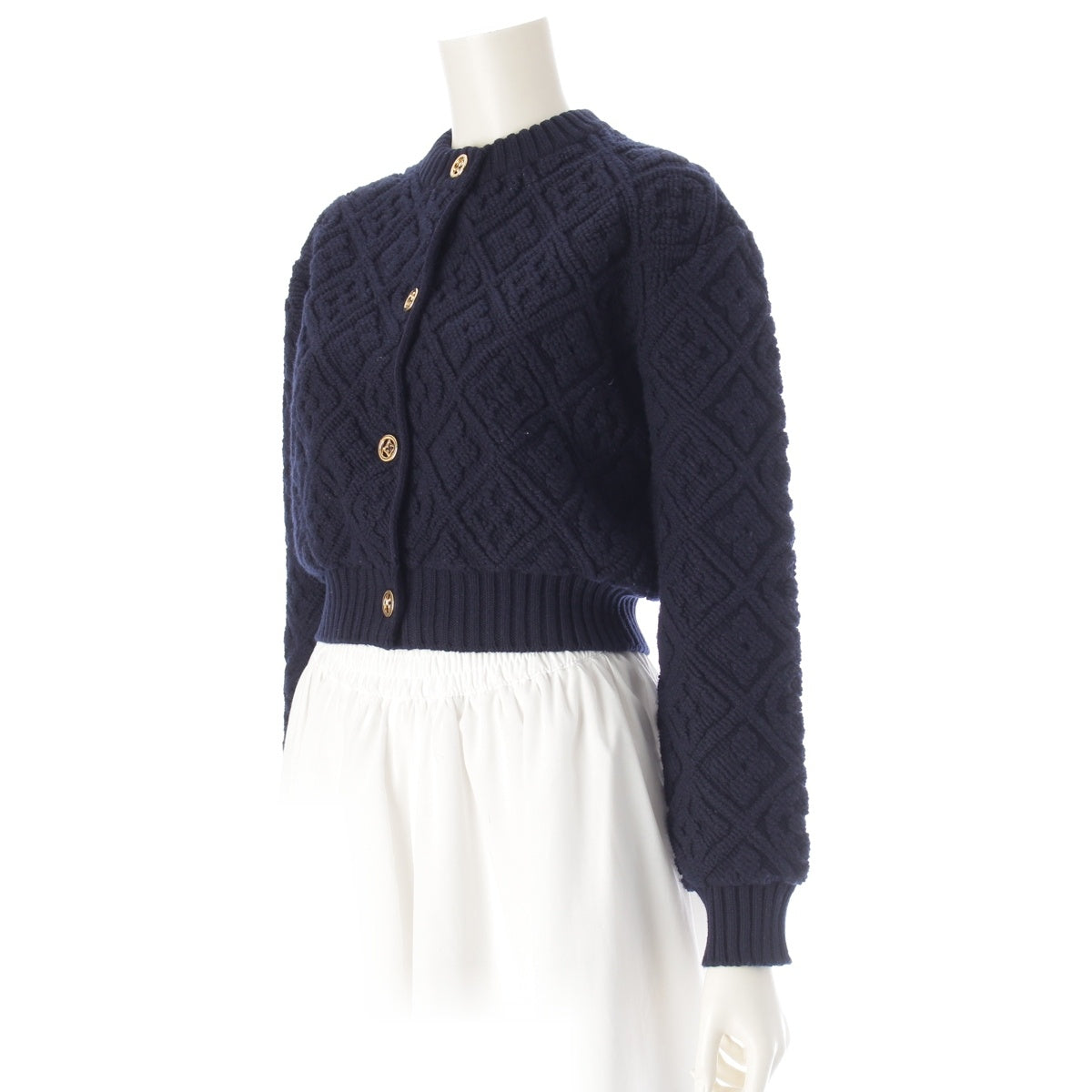 LOUIS VUITTON Monogram Tauring knit cardigan 1AJSEB Navy S