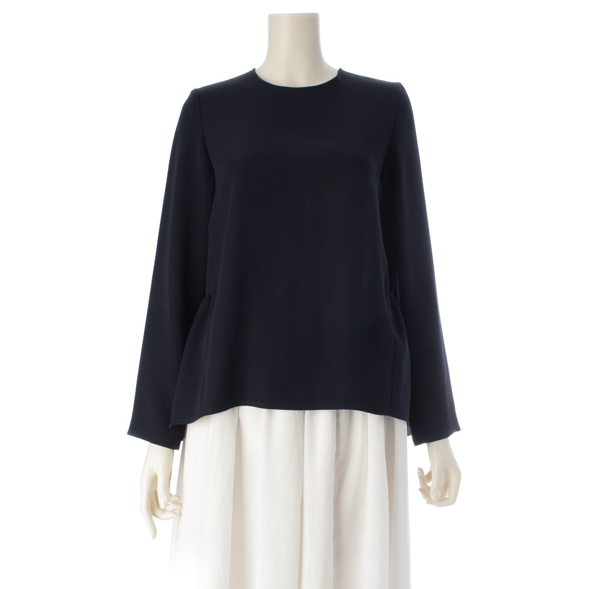 YOKO CHAN Back Gathered Long Sleeves blouse tops YCB-520-154 Navy 36