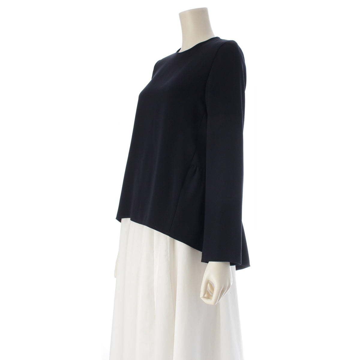 YOKO CHAN Back Gathered Long Sleeves blouse tops YCB-520-154 Navy 36