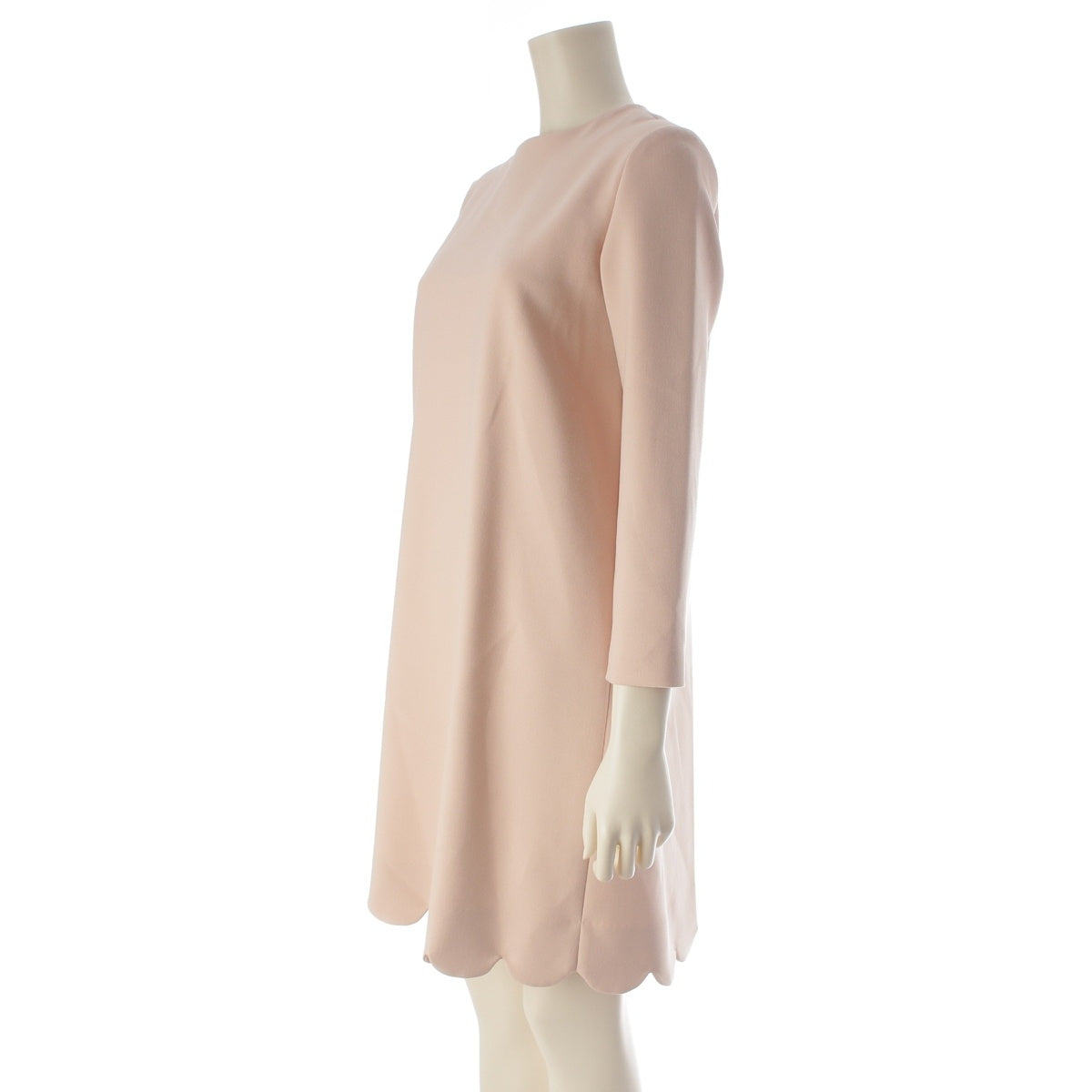 YOKO CHAN Back pearl scallop long sleeves one piece dress YCD-521-730 pink 36