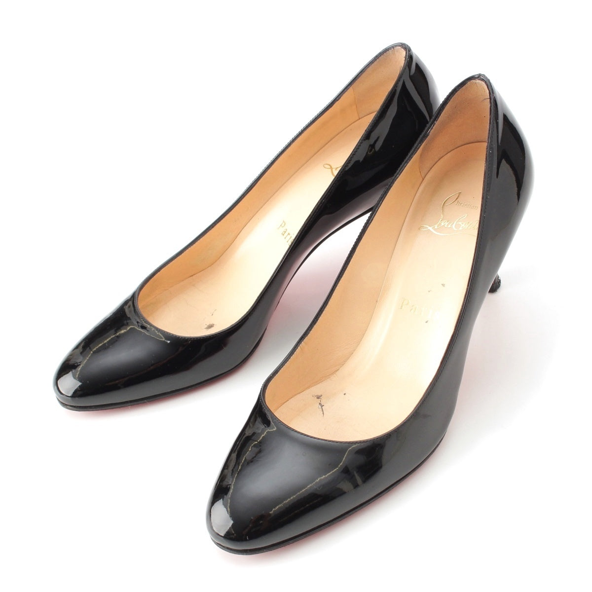 Christian Louboutin patent Marciavala round-toe heels pumps shoes black 35