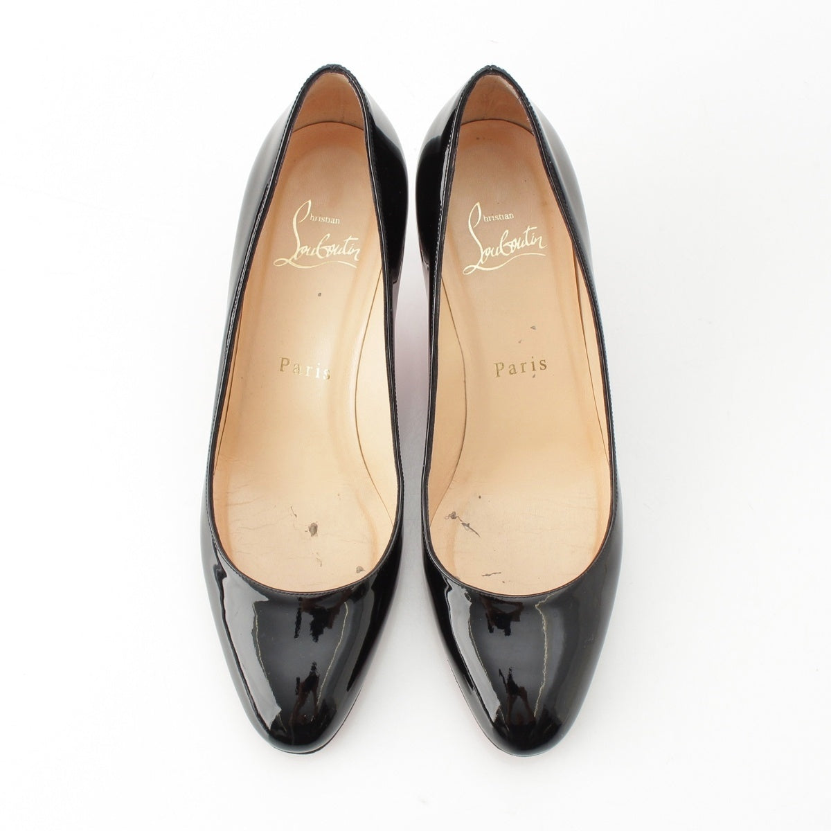 Christian Louboutin patent Marciavala round-toe heels pumps shoes black 35