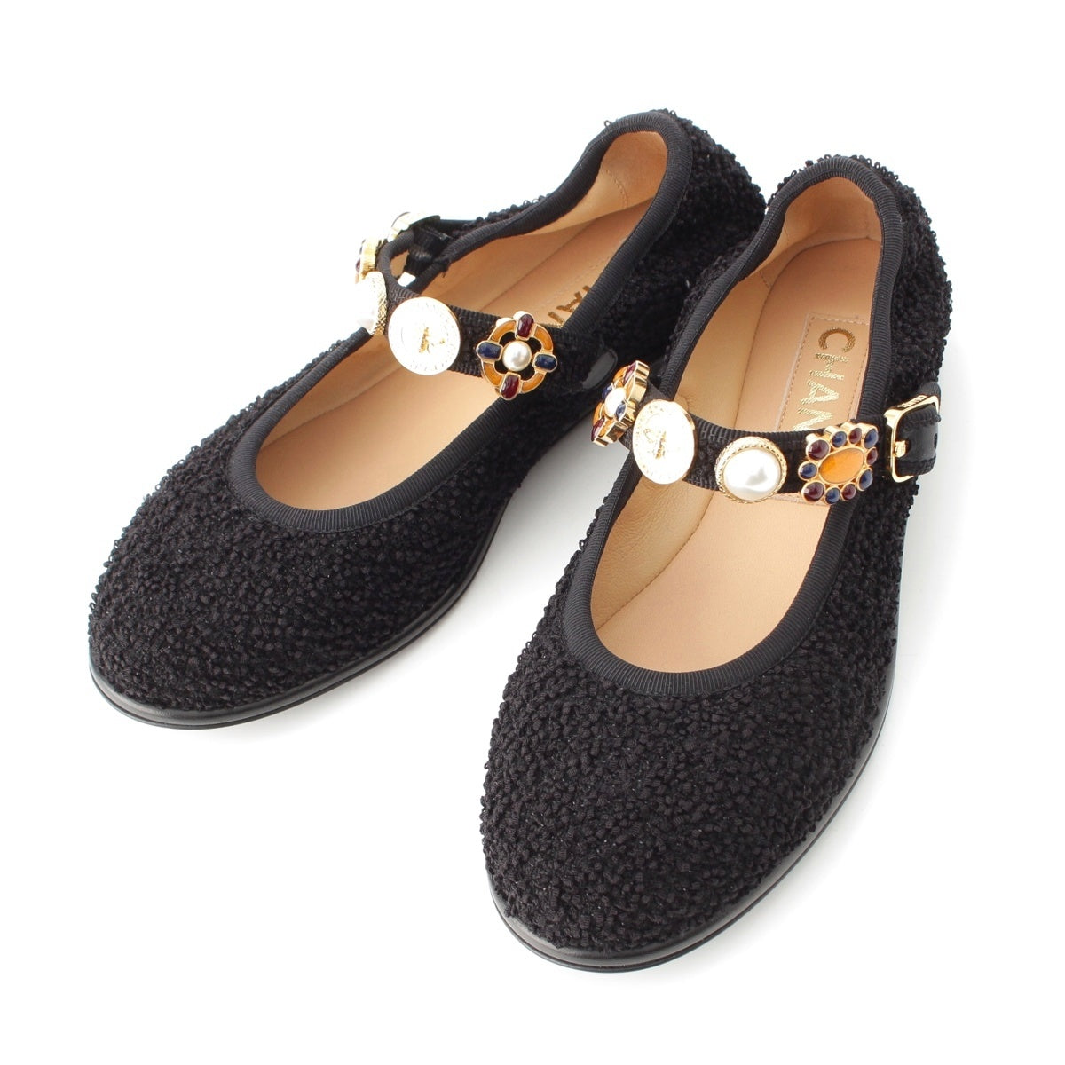 CHANEL Icon Mary Jane Tweed Ballerina pumps black 36 1/2