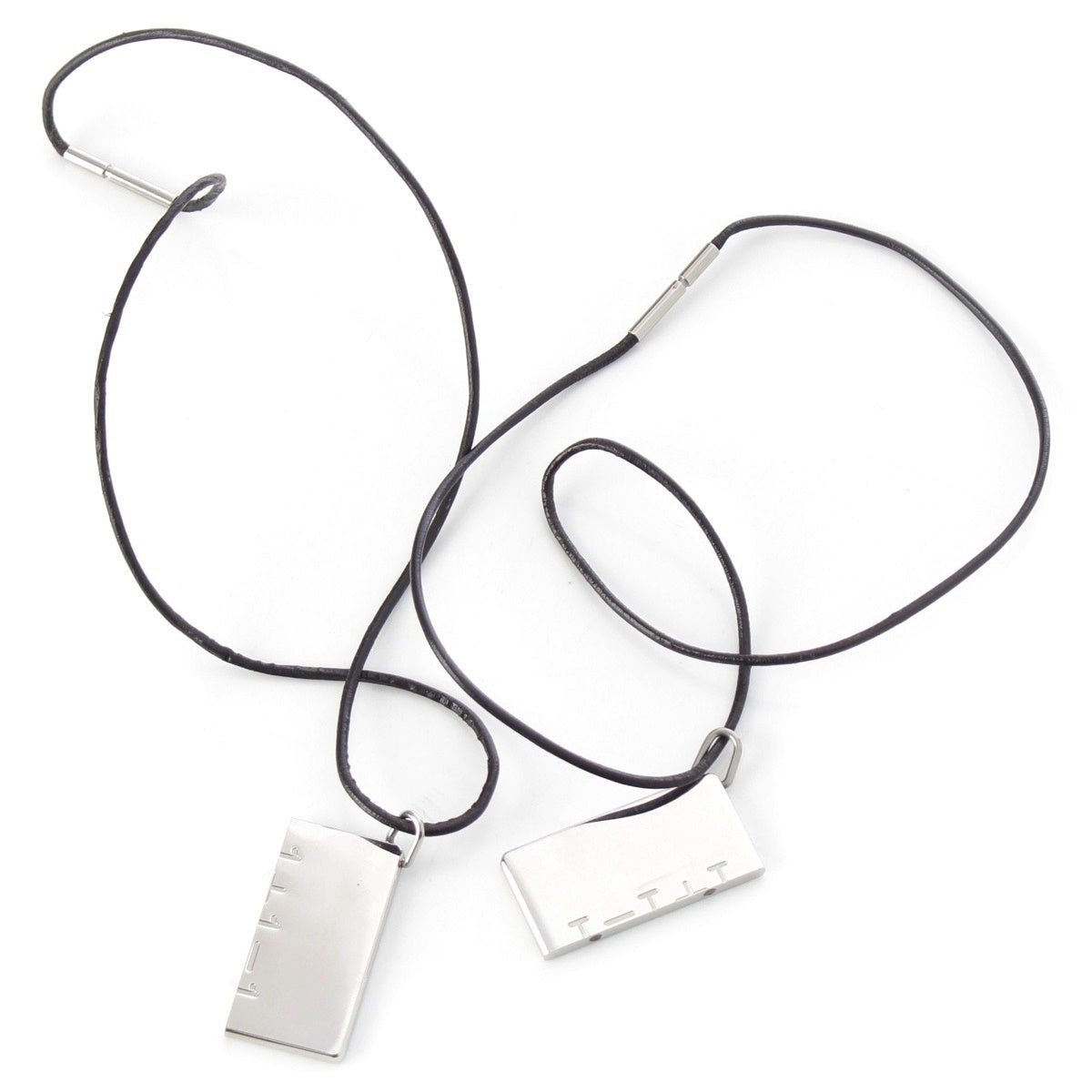 HERMES Symbol Plate Set of 2 Necklace Silver