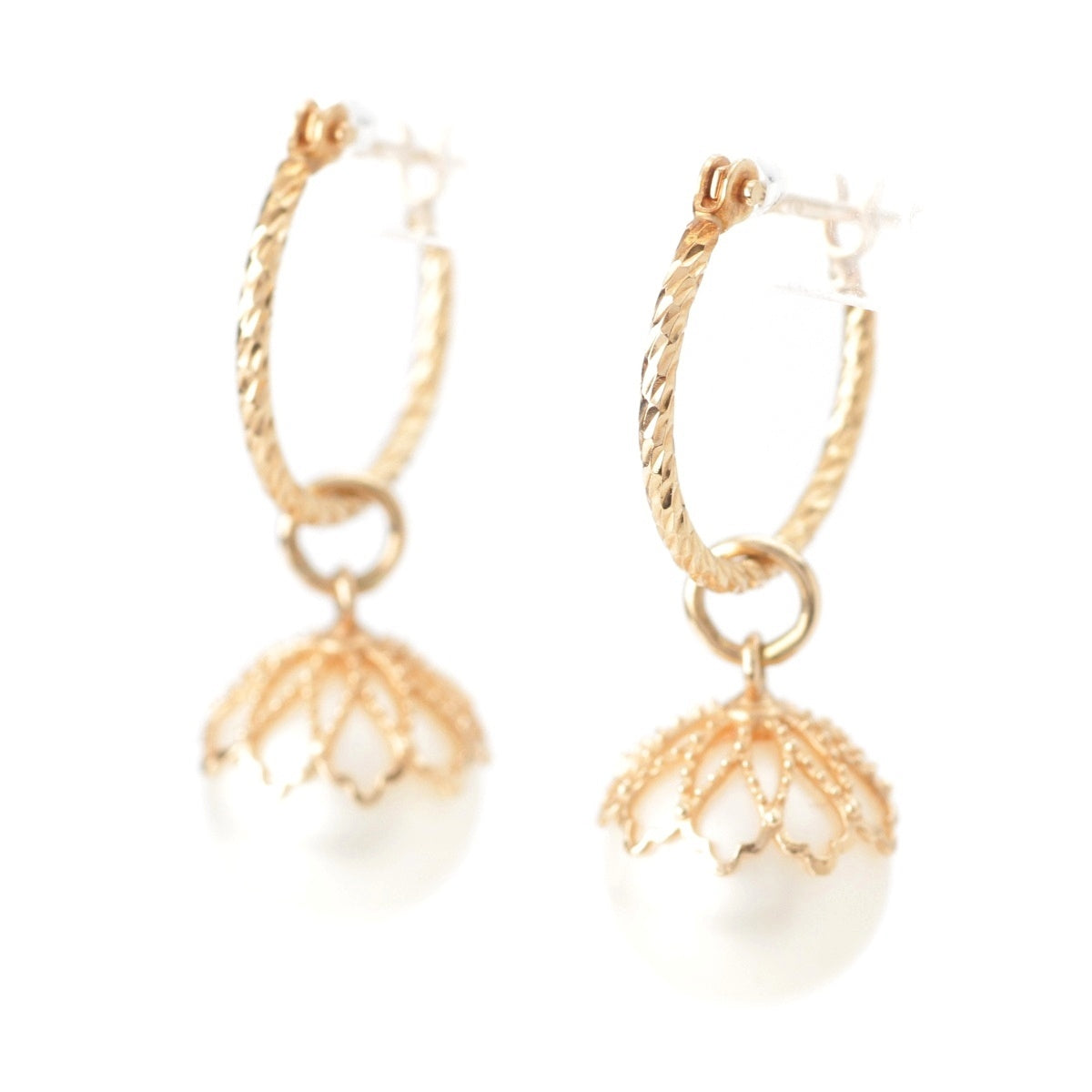 agete Pearl charm hoop Pierce Jewelry accessories K10 10151117013 gold 2.7g