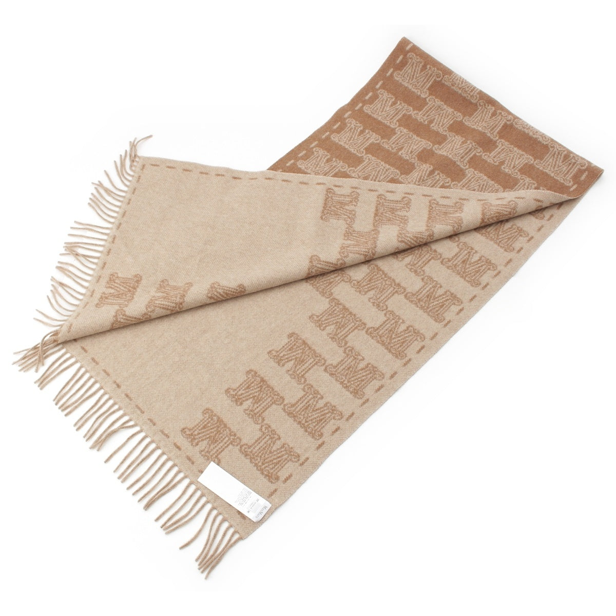 MAX MARA cashmere Logo Bear Scarf Brown