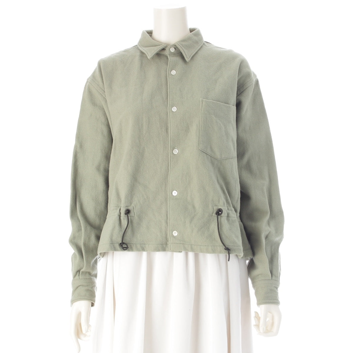 COMME des GARCONS HOMME PLUS wool Drawstring Cropped Long sleeve shirt PB-050280 Light green