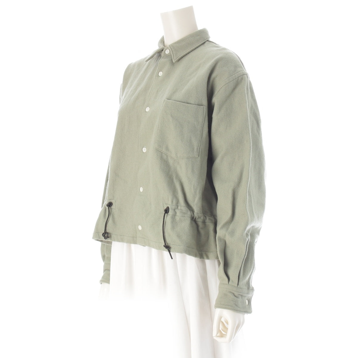 COMME des GARCONS HOMME PLUS wool Drawstring Cropped Long sleeve shirt PB-050280 Light green