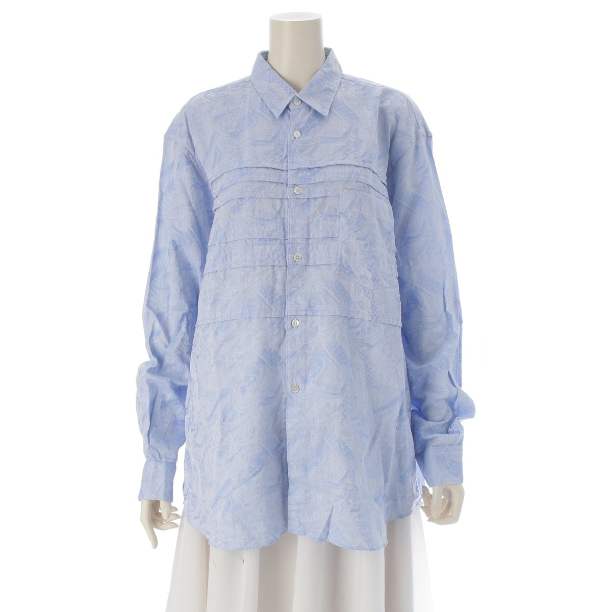 COMME des GARCONS cotton Buddha statue face all-over pattern Long sleeve shirt Light blue M