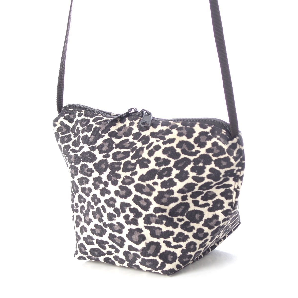 Herve Chapelier Nylon Boat type Shoulder Bag S Leopard Panther Blanc Black White