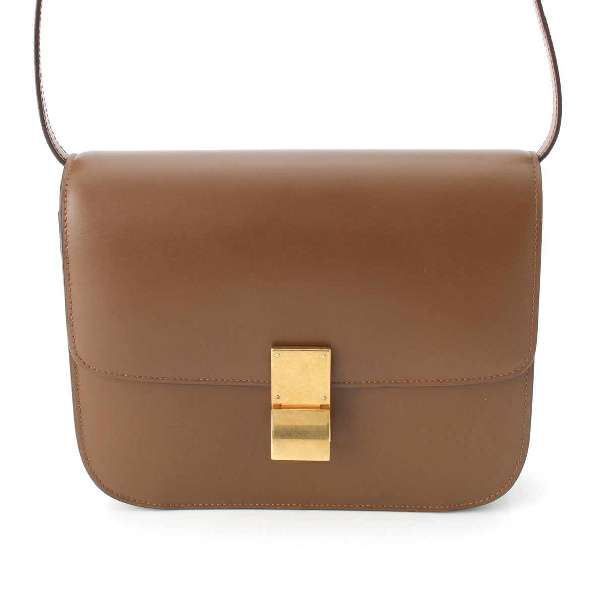 CELINE Classic Box Medium leather Shoulder Bag Brown
