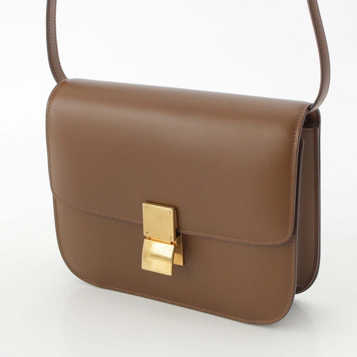 CELINE Classic Box Medium leather Shoulder Bag Brown