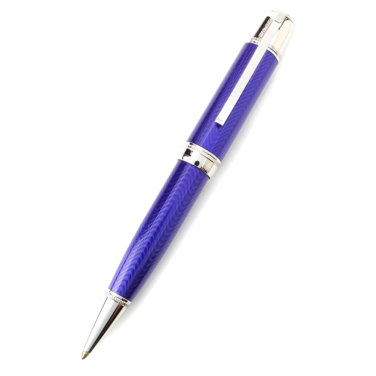 MONTBLANC Blue lacquer, Platinum plated Writers Series Jules Verne Ballpoint pen Blue silver