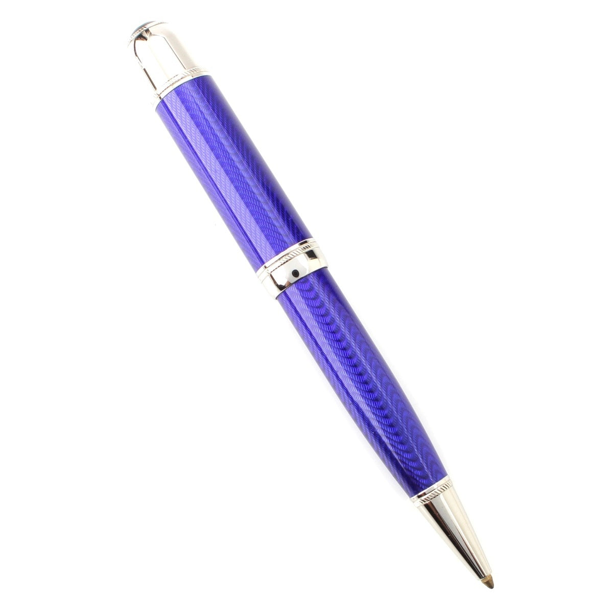 MONTBLANC Blue lacquer, Platinum plated Writers Series Jules Verne Ballpoint pen Blue silver