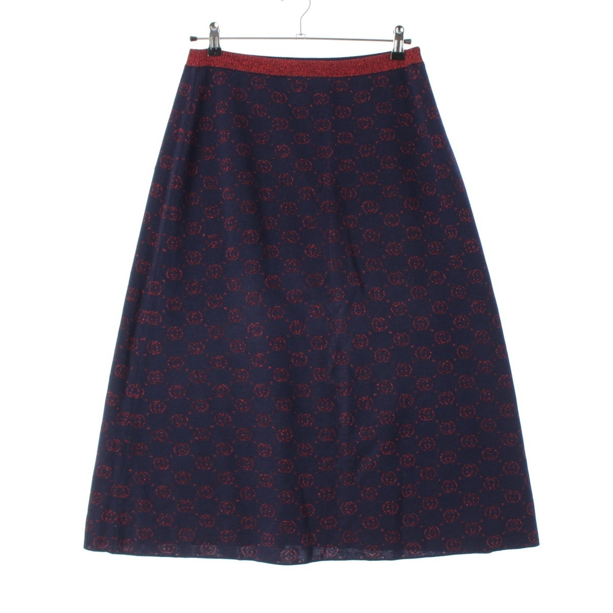 GUCCI Interlocking G glitter knit skirt Bottoms 605923 Navy red L