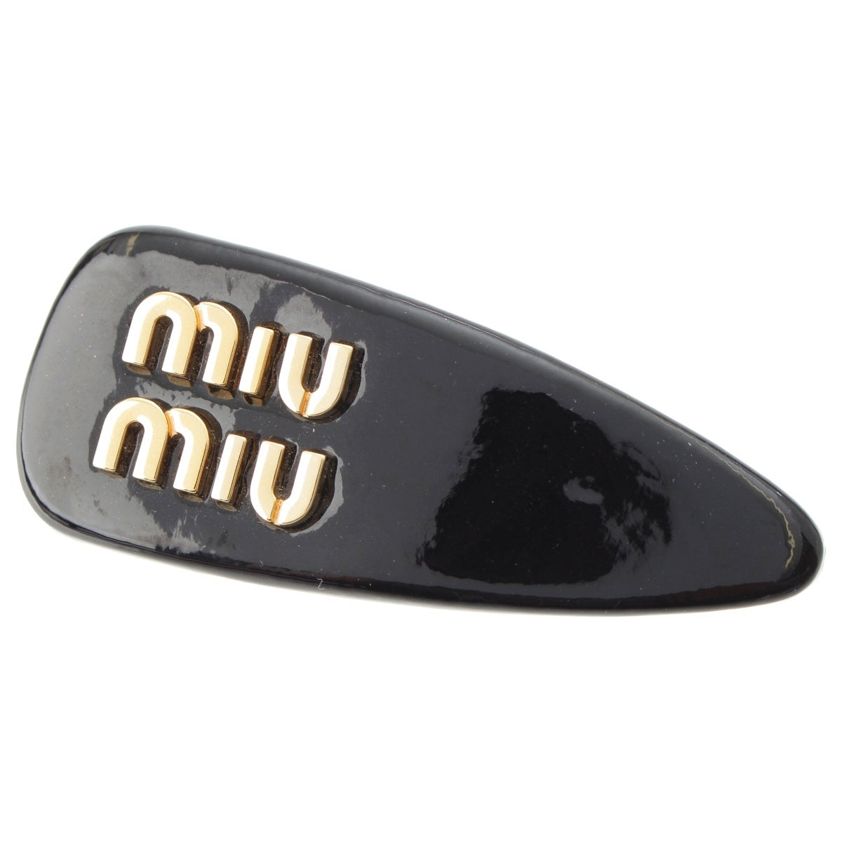 MIUMIU patent logo hair clip hair accessory 5JF082 black