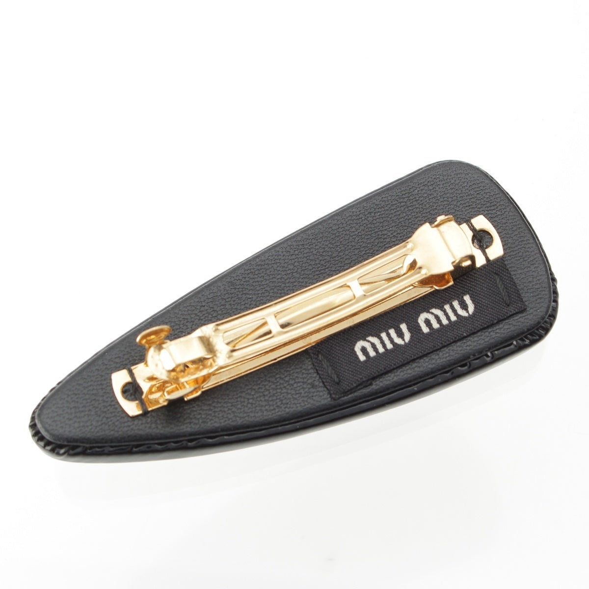 MIUMIU patent logo hair clip hair accessory 5JF082 black