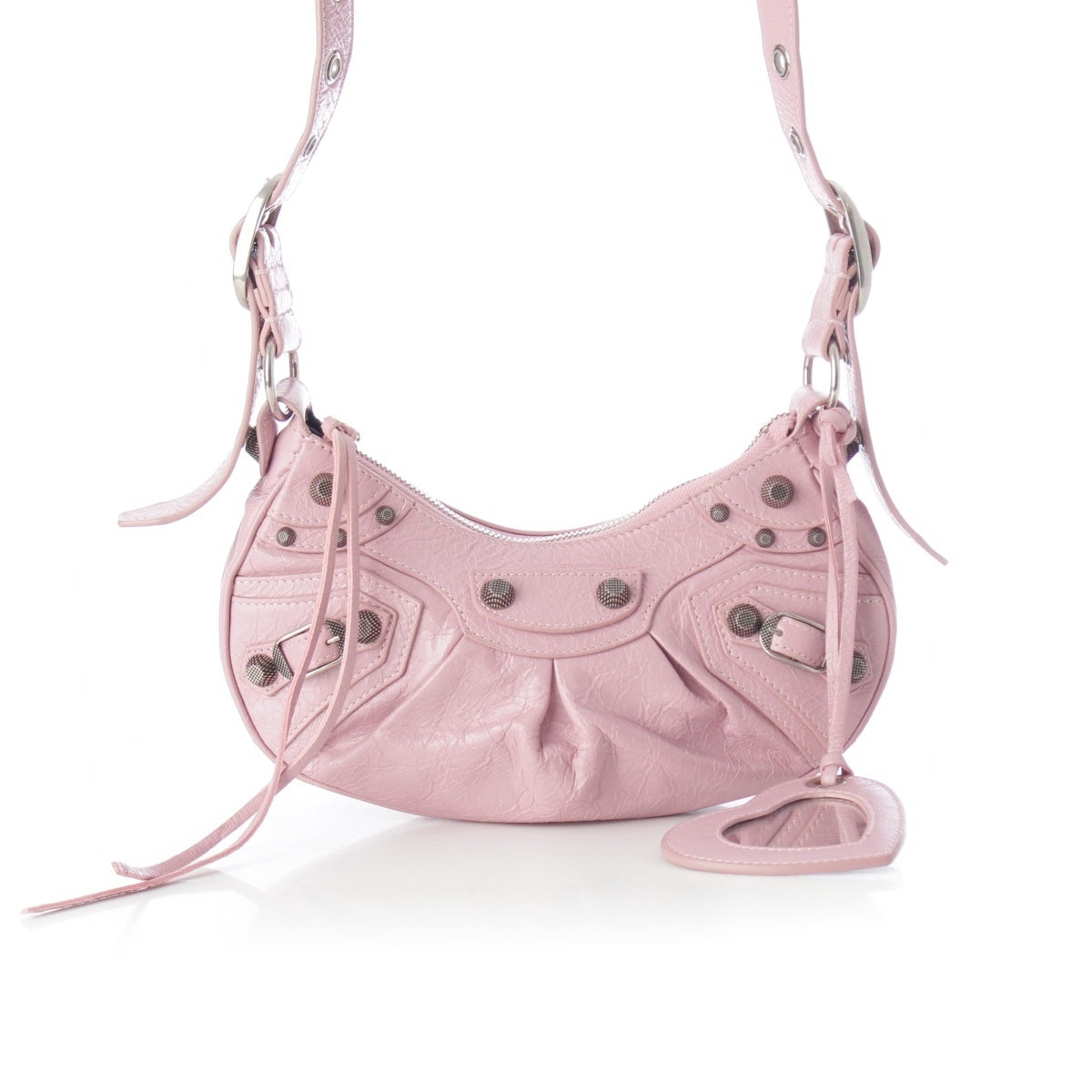 BALENCIAGA Le Cagole XS Arena lambskin Shoulder Bag With heart mirror 671309 pink
